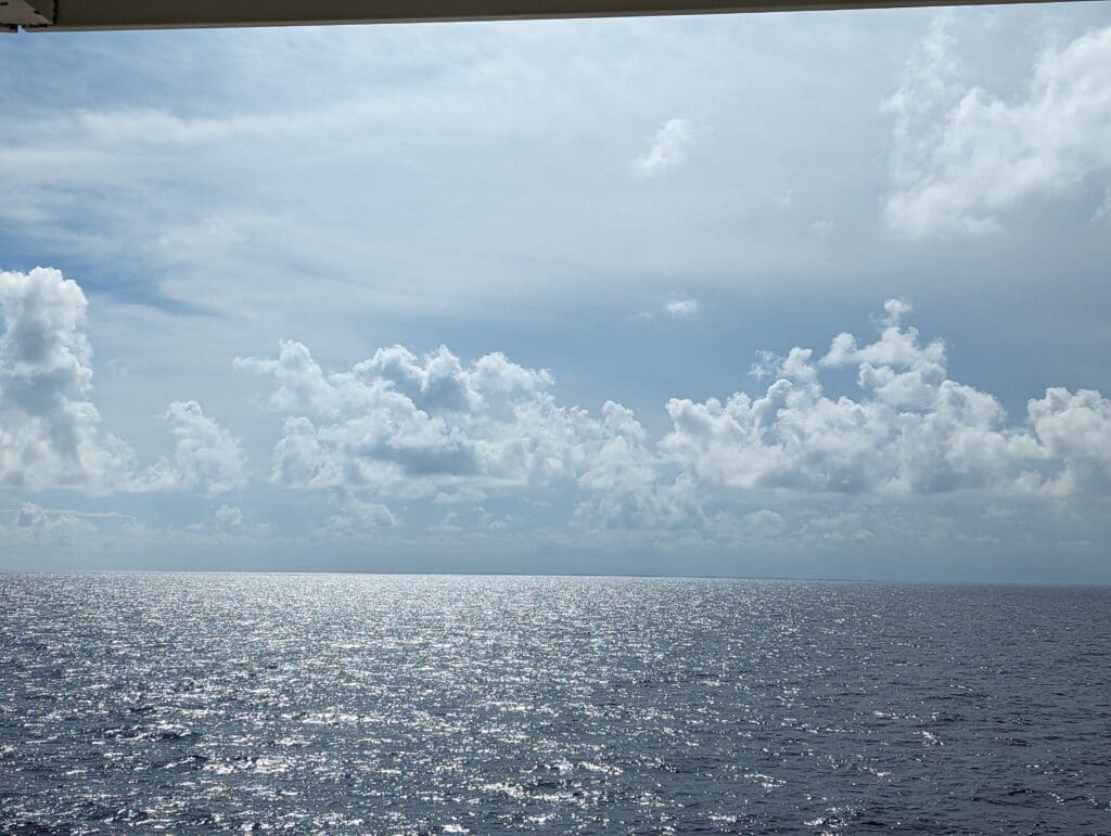 Light, bright sky over the ocean.